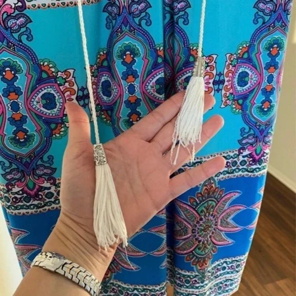 Like new Sandra Darren long sleeve boho groovy shift dress - Picture 4 of 11